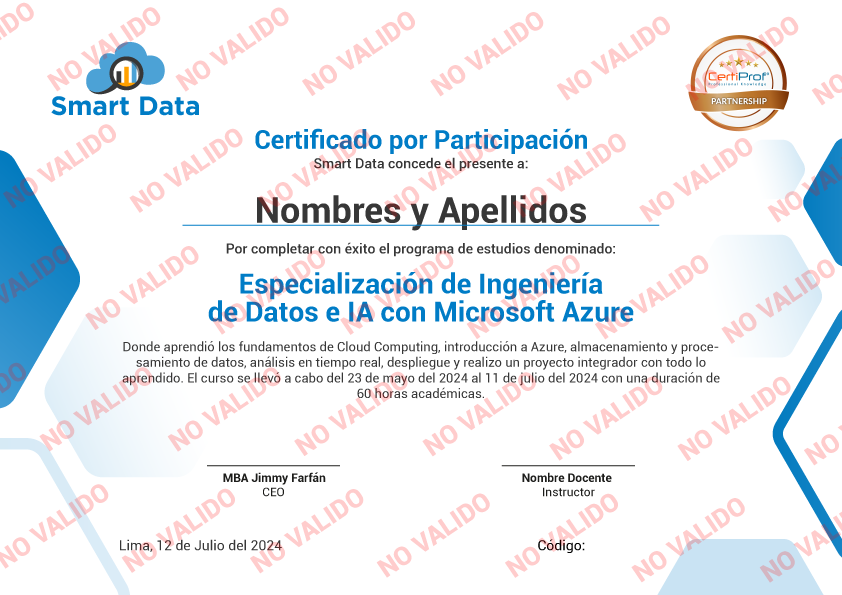 Diploma de participación Smart Data
