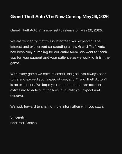 Comunicado de Rockstar Games