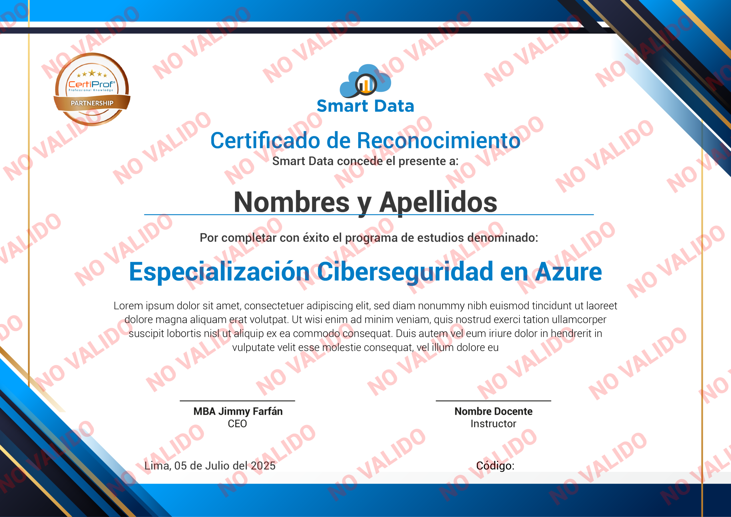 Diploma de reconocimiento Smart Data